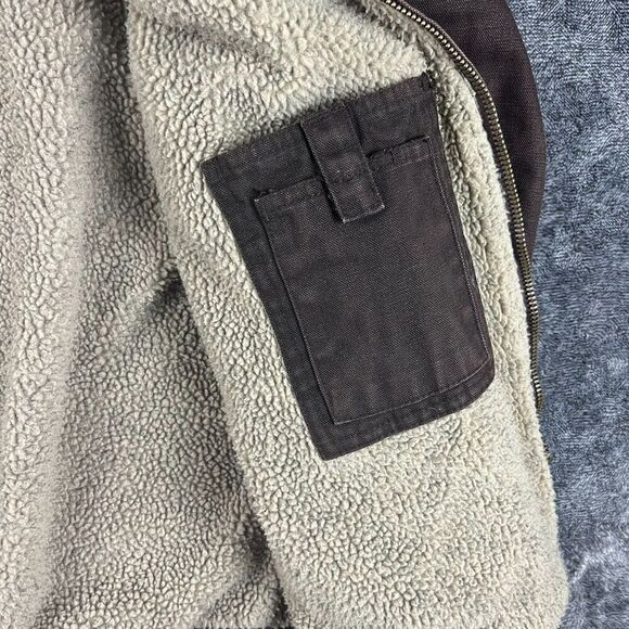 Berne Canvas Hooded Fleece Lined Full Zip Jacket Brown Men's XL Workwear - Picture 7 of 13